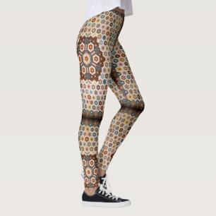 Legging Padrão Antiquado de Coloração de Honeycomb - Artes