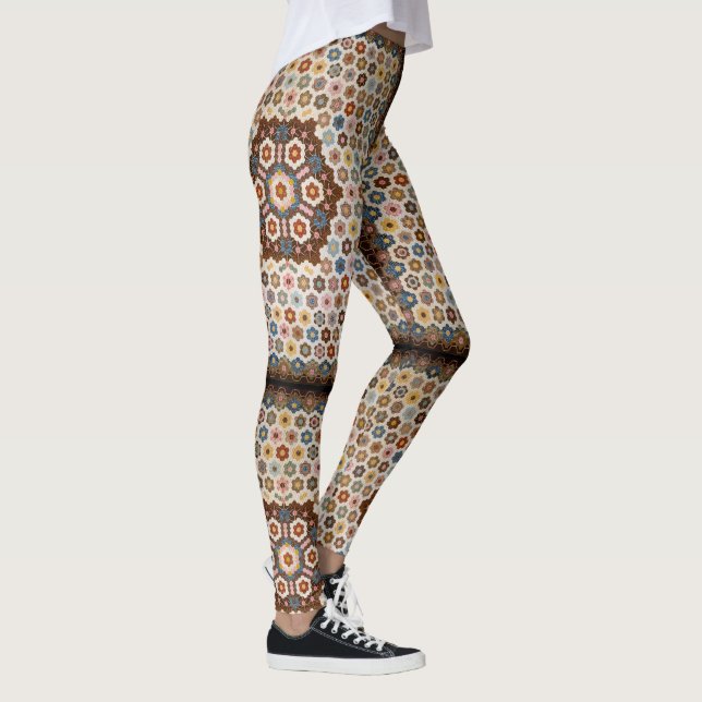 Legging Padrão Antiquado de Coloração de Honeycomb - Artes (Direita)