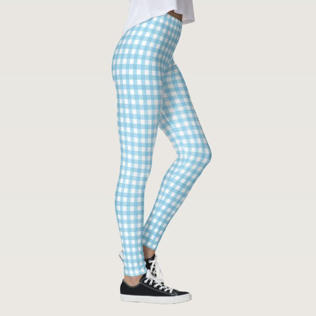 Legging padrão aqua e gingham branco (Direita)