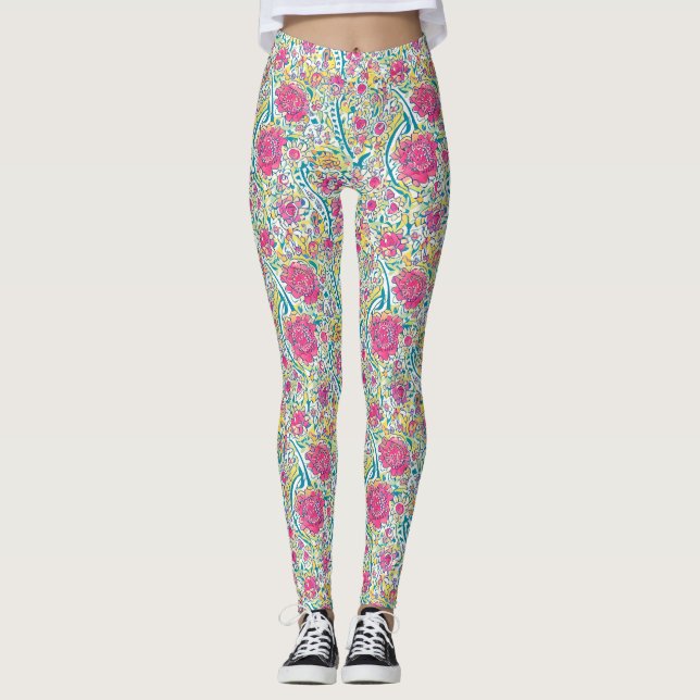 Legging Padrão Árabe Floral do limão (Frente)