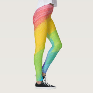 Legging Padrão Arco-Íris Colorido Acrílico Aquecido