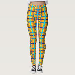 Legging Padrão arquitetônico com formas aquáticas e laranj