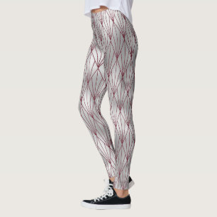Legging Padrão Art Déco Marrom Elegante Fofo