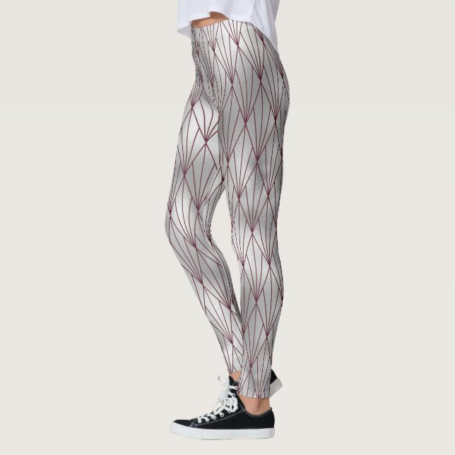 Legging Padrão Art Déco Marrom Elegante Fofo (Esquerda)