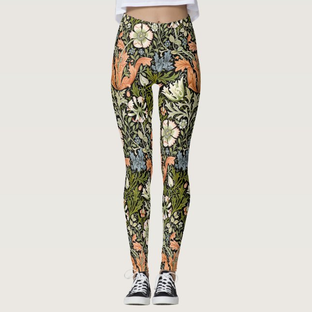 Legging Padrão Art Nouveau Floral de William Morris Compto (Frente)