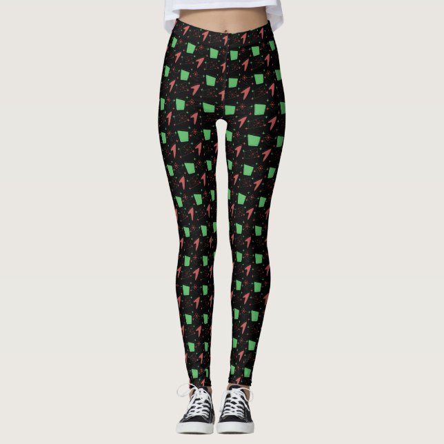 Legging Padrão Atômico Retroativo em preto (Frente)