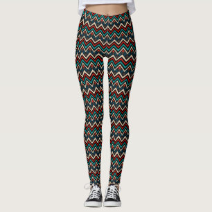 Legging Padrão Aztec Aztec, Beige Red Teal Preto