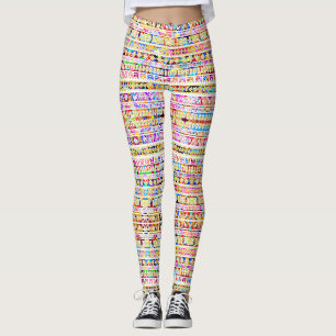Legging Padrão azteca tribal colorido fofo