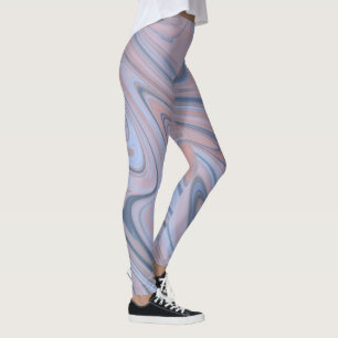 Legging Padrão Azul Cor-de-rosa Líquido do Pastel Marble