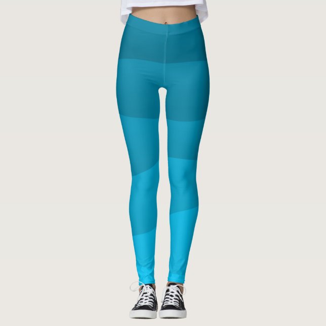 Legging Padrão azul das ondas do mar (Frente)