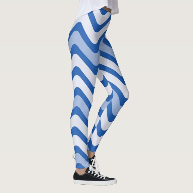 Legging Padrão Azul de Onda (Direita)