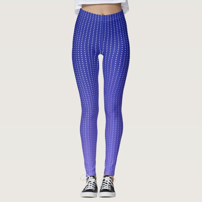 Legging Padrão azul de pontos brancos (Frente)