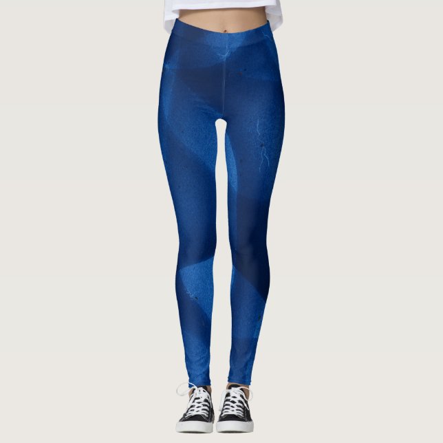 Legging Padrão Azul Médio a Escuro (Frente)