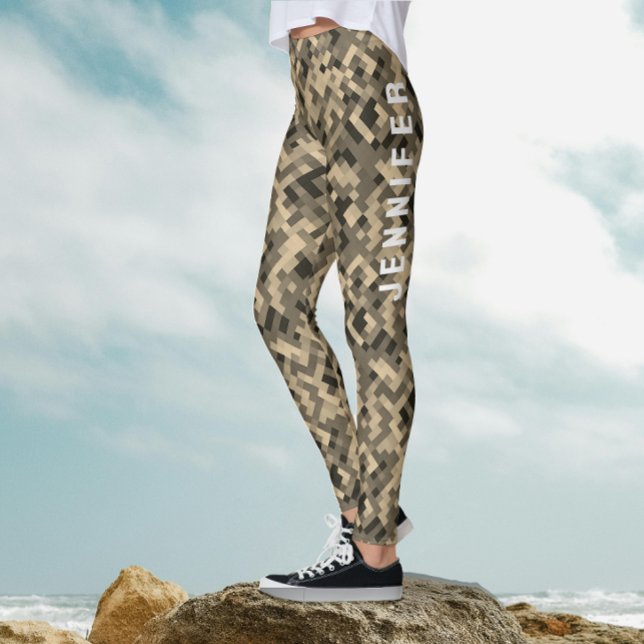 Legging Padrão Bege Monocromático Geométrico Abstrato Mode (Criador carregado)