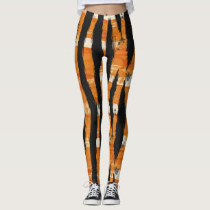 Legging Padrão Black Orange Stripe