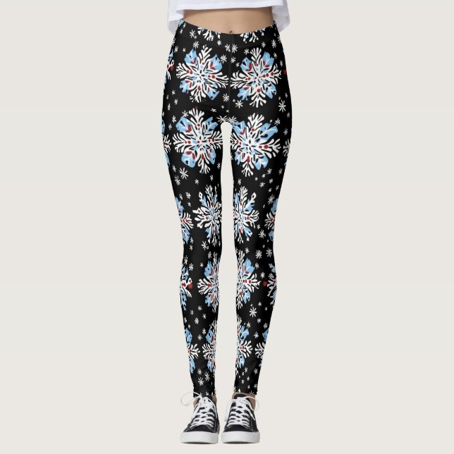 Legging Padrão Blue Snowflake (Frente)
