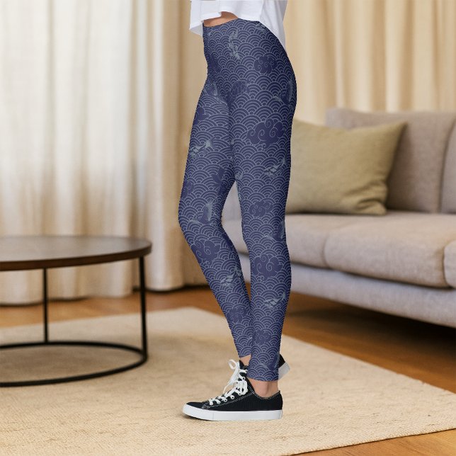 Legging Padrão Blue Traditional Japan Wave Seigaiha (Criador carregado)