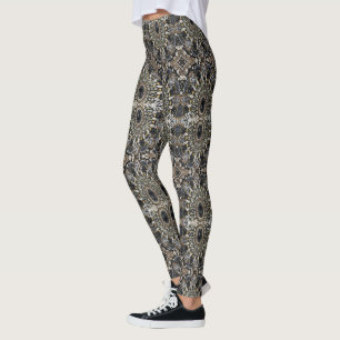Legging padrão boêmico art deco black and gold