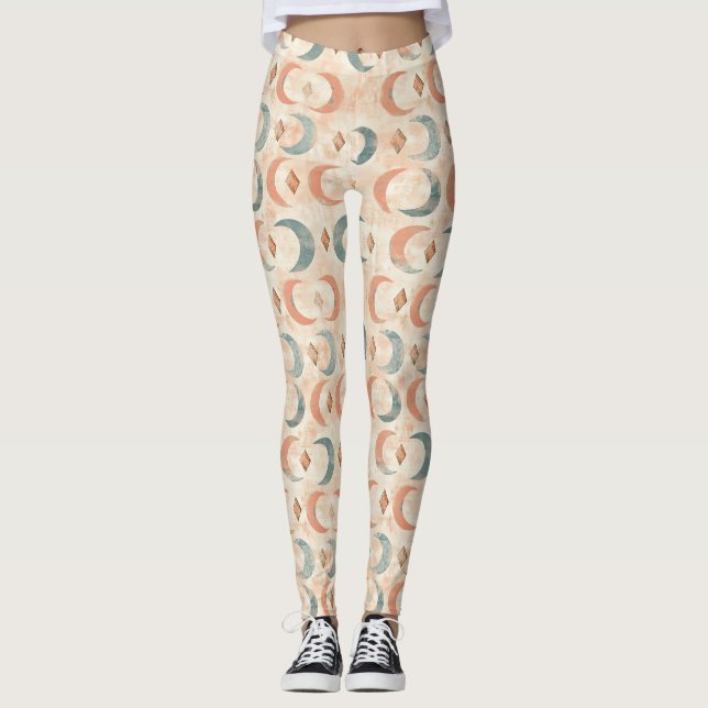 Legging Padrão Boho Celestial Floral Lua (6) (Frente)
