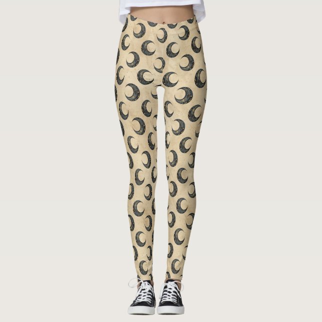 Legging Padrão Boho Celestial Lua Dourada (Frente)