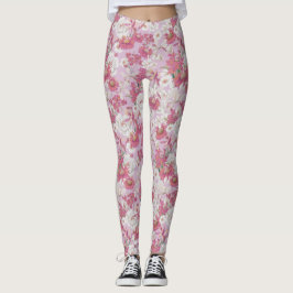 Legging Padrão bonito Cor Púrpura, Cor-de-rosa