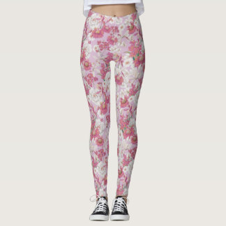 Legging Padrão bonito Cor Púrpura, Cor-de-rosa