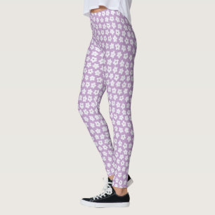 Legging Padrão bonito de Flor Púrpura de Pastel de Cuta
