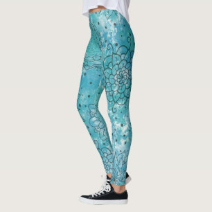 Legging Padrão bonito de Grunge de Mandala Azul