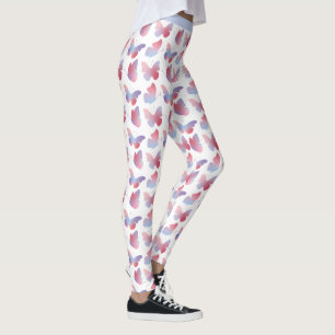 Legging Padrão Bonito de Pastel Design de Borboleta Azul