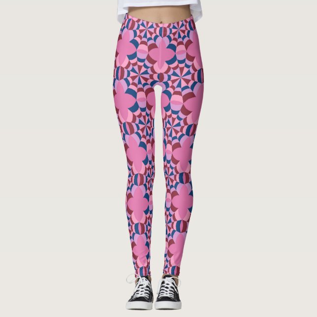Legging Padrão bonito rosa e azul (Frente)