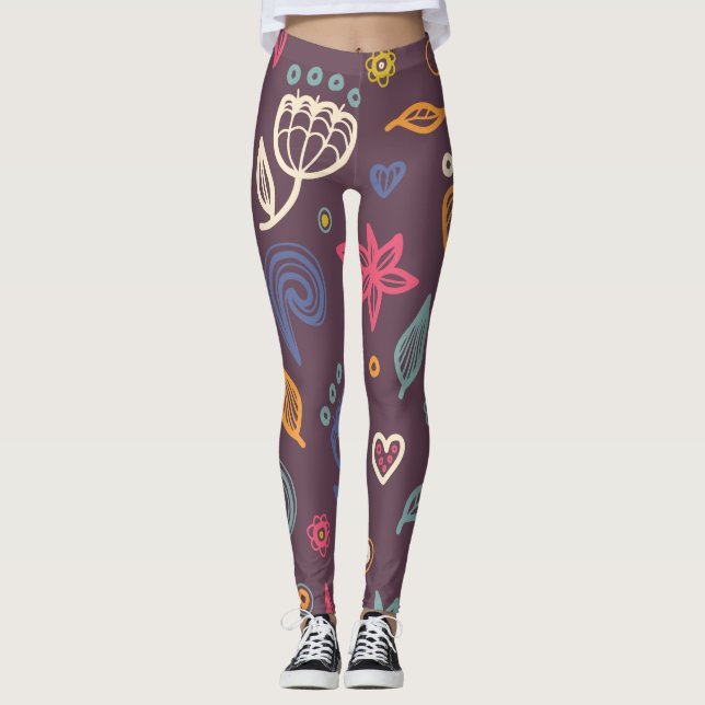 Legging Padrão Botânico Chic Moderno (Frente)
