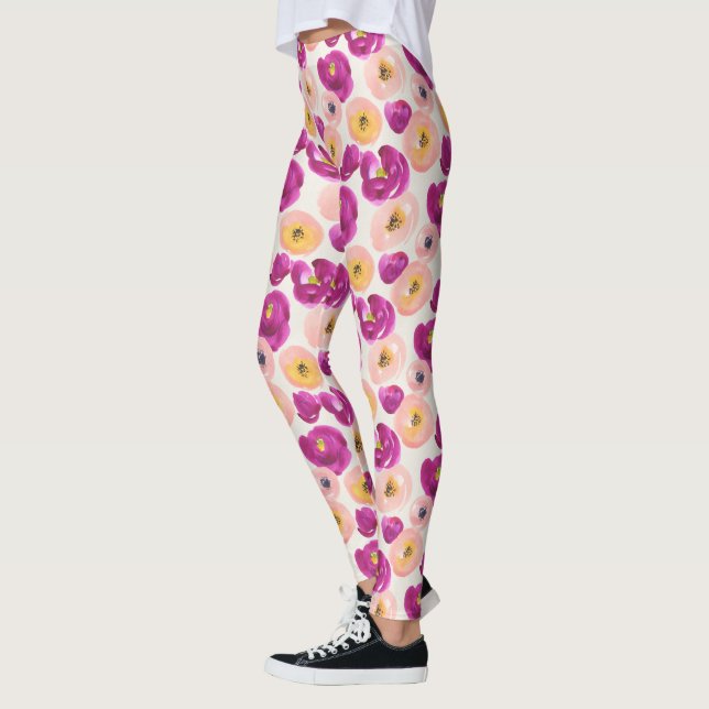 Legging Padrão Botânico de Aquarela (Esquerda)