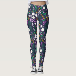 Legging Padrão Botânico Floral do Jardim da Lua Noturna