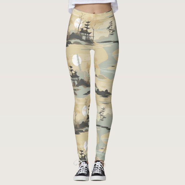 Legging Padrão Botânico Floresta de Bambu Zen (4) (Frente)