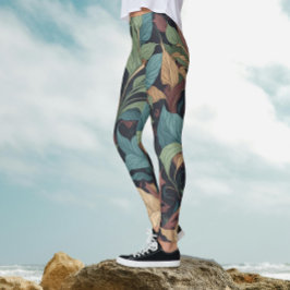 Legging Padrão Botânico Intrincado Vitoriano Chic Elegante