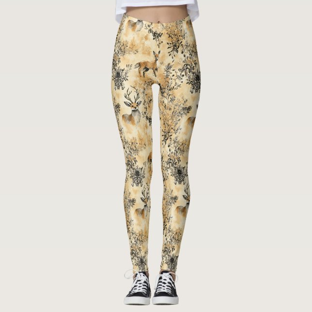 Legging Padrão Botânico Vitoriano Raposa de Ouro Preto (Frente)