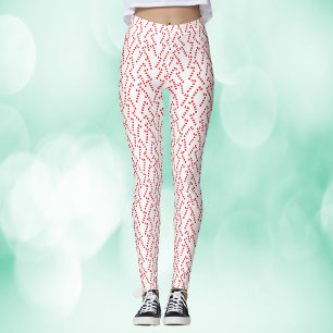 Legging Padrão Branco Candy Cane Red