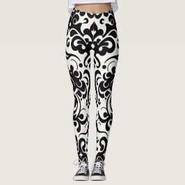 Legging Padrão branco negro africano Damask