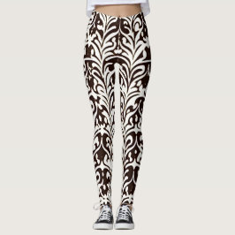 Legging Padrão Branco Preto do Ornamento Africano