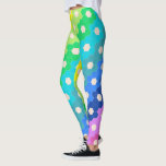 Legging Padrão Brilhante Geométrico Hexágono Flor<br><div class="desc">Leggings do Padrão de Flor Geométrico do Hexágono Arco-Íris Brito</div>