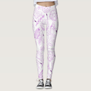 Legging padrão bruxaria 2506.Roxo. BG branco