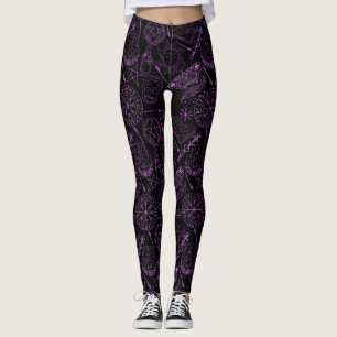 Legging padrão bruxaria 2506.Roxo. BG preto