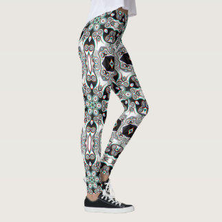 Legging Padrão caleidoscópio 4 - preto branco