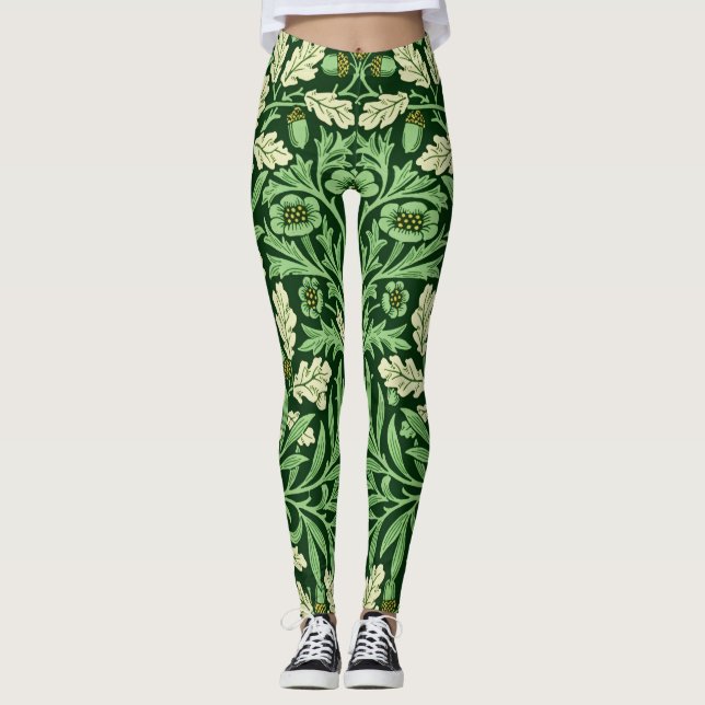 Legging Padrão Carvalho Velho Bolota Verde William Morris  (Frente)