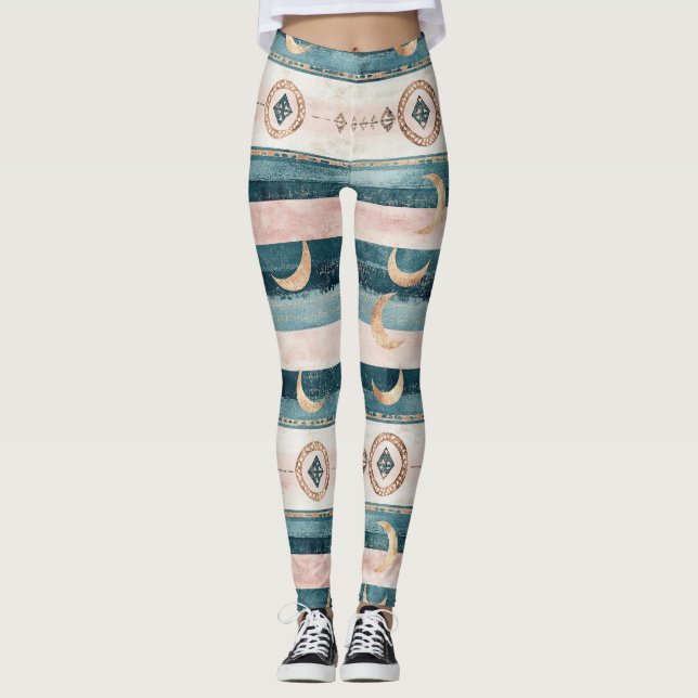 Legging Padrão Celestial do Sudoeste - Estilo Deserto (Frente)