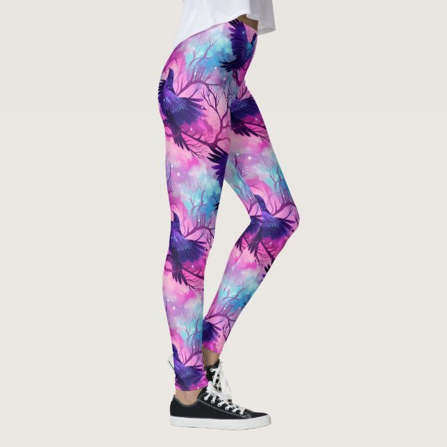 Legging Padrão Celestial Raven Galaxy Pastel Halloween (Direita)
