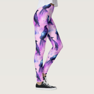 Legging Padrão Celestial Raven Galaxy Pastel Halloween