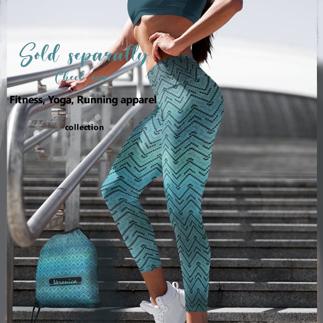 Legging Padrão Chevron Preto com Azul Gradiente (Criador carregado)