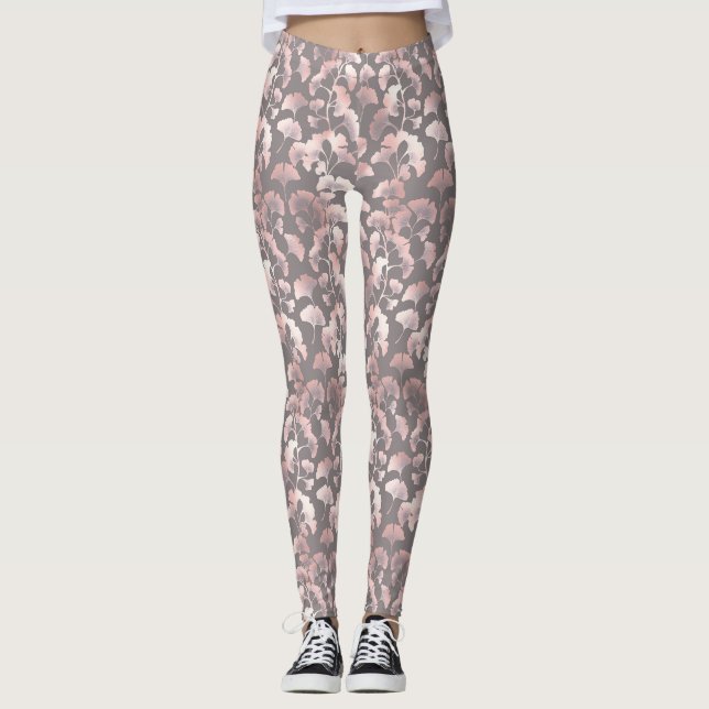 Legging Padrão Chic Black Pink Ginkgo (Frente)