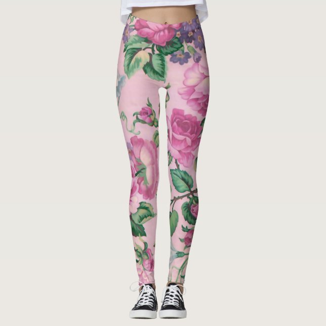 Legging Padrão chic cor-de-rosa (Frente)